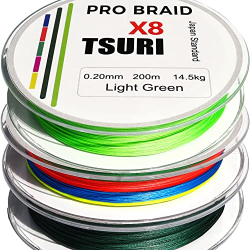 Tresse de pêche 8 brins 10/100 à 20/100 100m Multicolore Vert carnassier mer brochet Truite (Multicolore, 25/100-100m - 20,5kg)