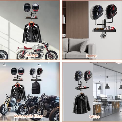 Soporte de pared para casco con gancho doble de metal resistente 6