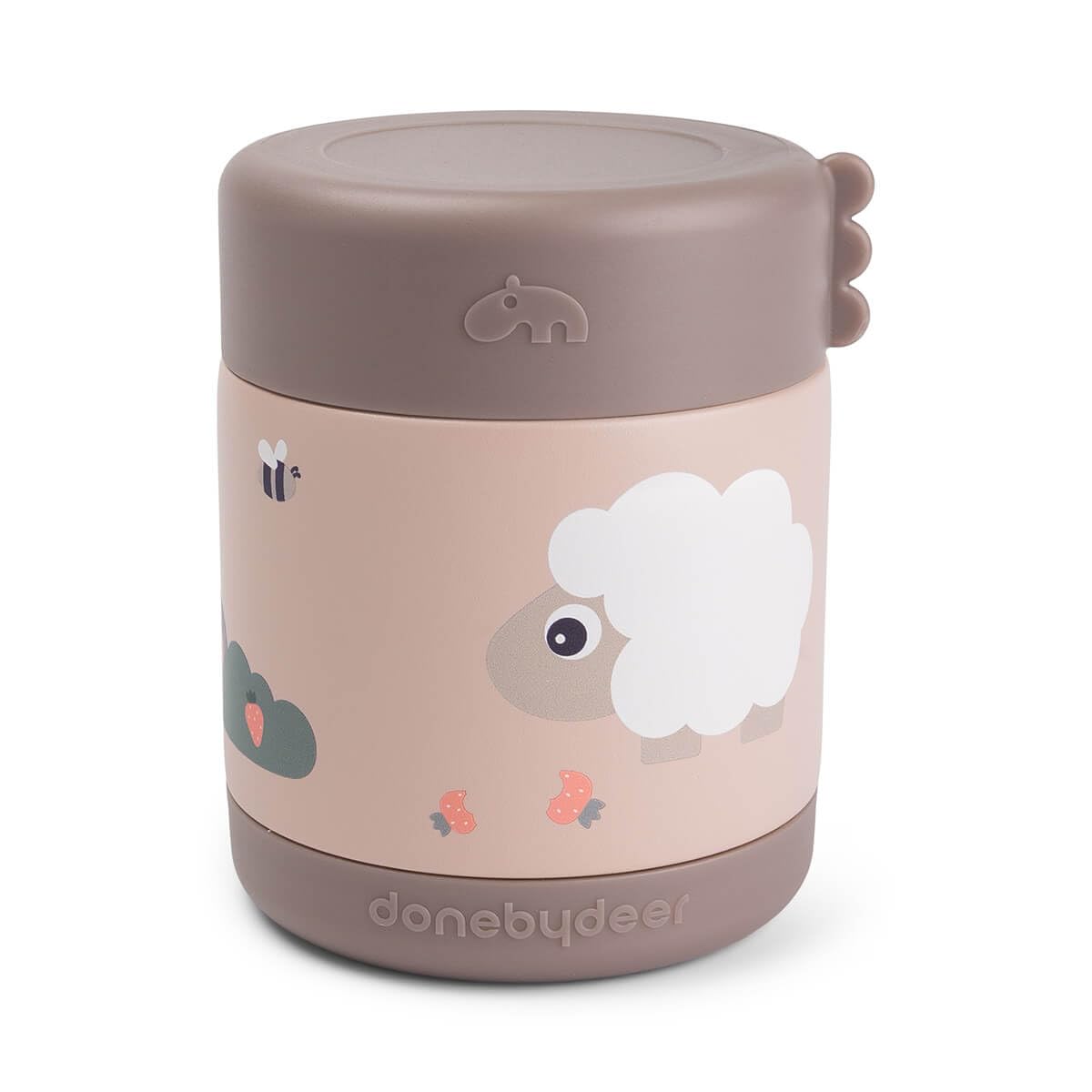 Done by Deer Thermal Food Container Tiny Farm Pink 300 ml