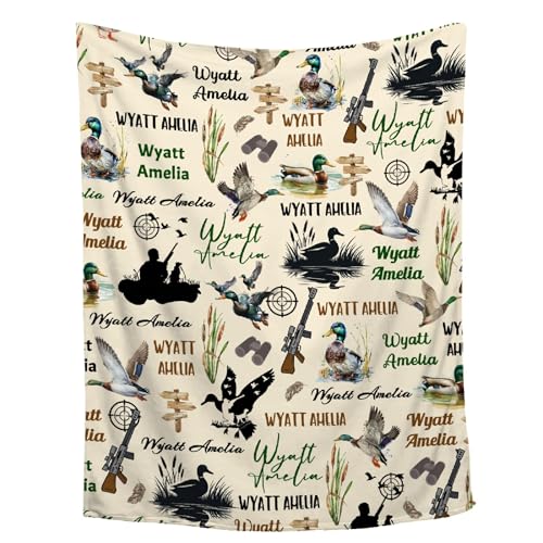 Personalized Mallard Duck Blanket,Customized Duck Hunting Name Blanket,Custom Mallard Blanket with Name for Boy Girl,Waterfowl Duck Baby Receiving Blanket,Mallard Hunter Wildlife Gift Blanket 30