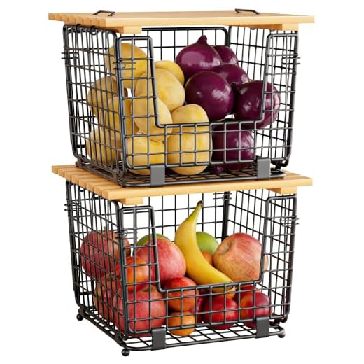 Stackable Wire Storage Baskets for Kitchen Counter