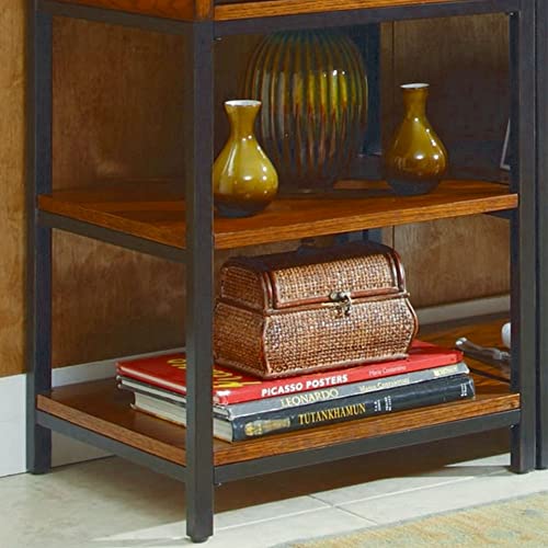 Home Styles Modern Craftsman Distressed Oak Gaming Tower With One Drawer, Four Fixed Shelves, Poplar Solids And Oak Veneers, And New Age, Brown Metal Accents #TOP1