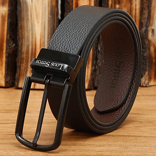 Image of LOUIS STITCH Men's Italian Leather Reversible Belt 1.25 inch (35mm) Handcrafted Formal Waist Band Officewear Men Gents Boys (Brown /Black) (FF-CS-)