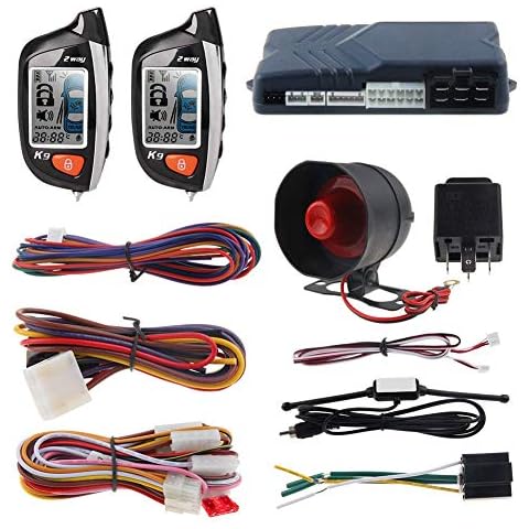 EASYGUARD EC200-K9 2 Way Car Alarm System with LCD Pager Display Remote Engine Start Turbo Timer Mode Shock Alarm DC12V Long Remote Range Cover