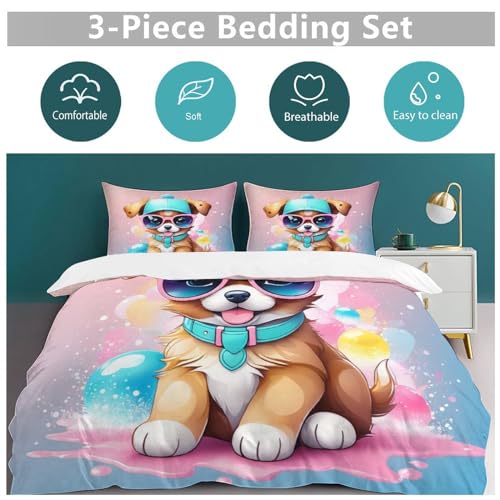 Housse de couette de lit chien microfibre avec fermeture éclair