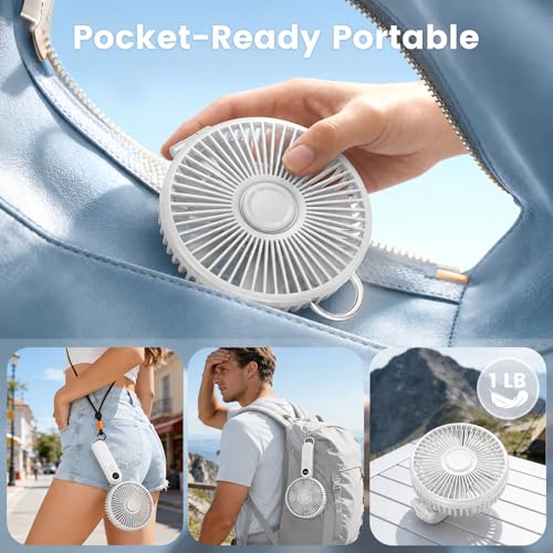 Image of Portable Handheld Fan, 10000mAh Rechargeable Personal Fan for 40H, 6-Inch Ultra Quiet Foldable Hand Fan, 5-Speed Gentle Airflow Battery Operated Fans for Travel Outdoor Lash Makeup Gifts for Women
