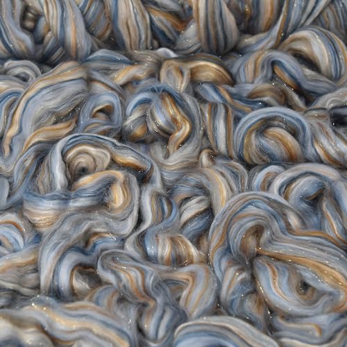 Image of Combed Top Roving. Limited Edition Fiber for Spinning, Needle Felting, Wet Felting, Weaving and Crafting. Fancy, Colorful, Exotic Designer Blend, Rubicon