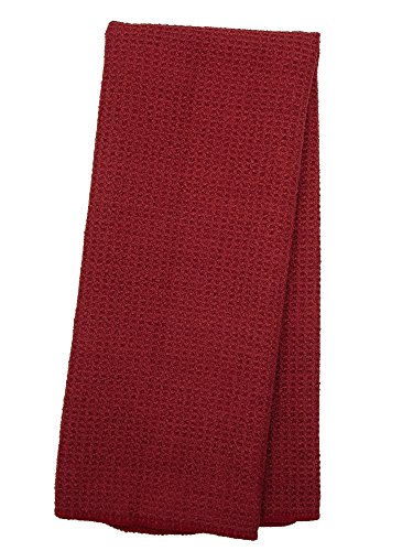 Eurow Microfiber Waffle Weave Kitchen Towel (3-Pack, Burgundy)