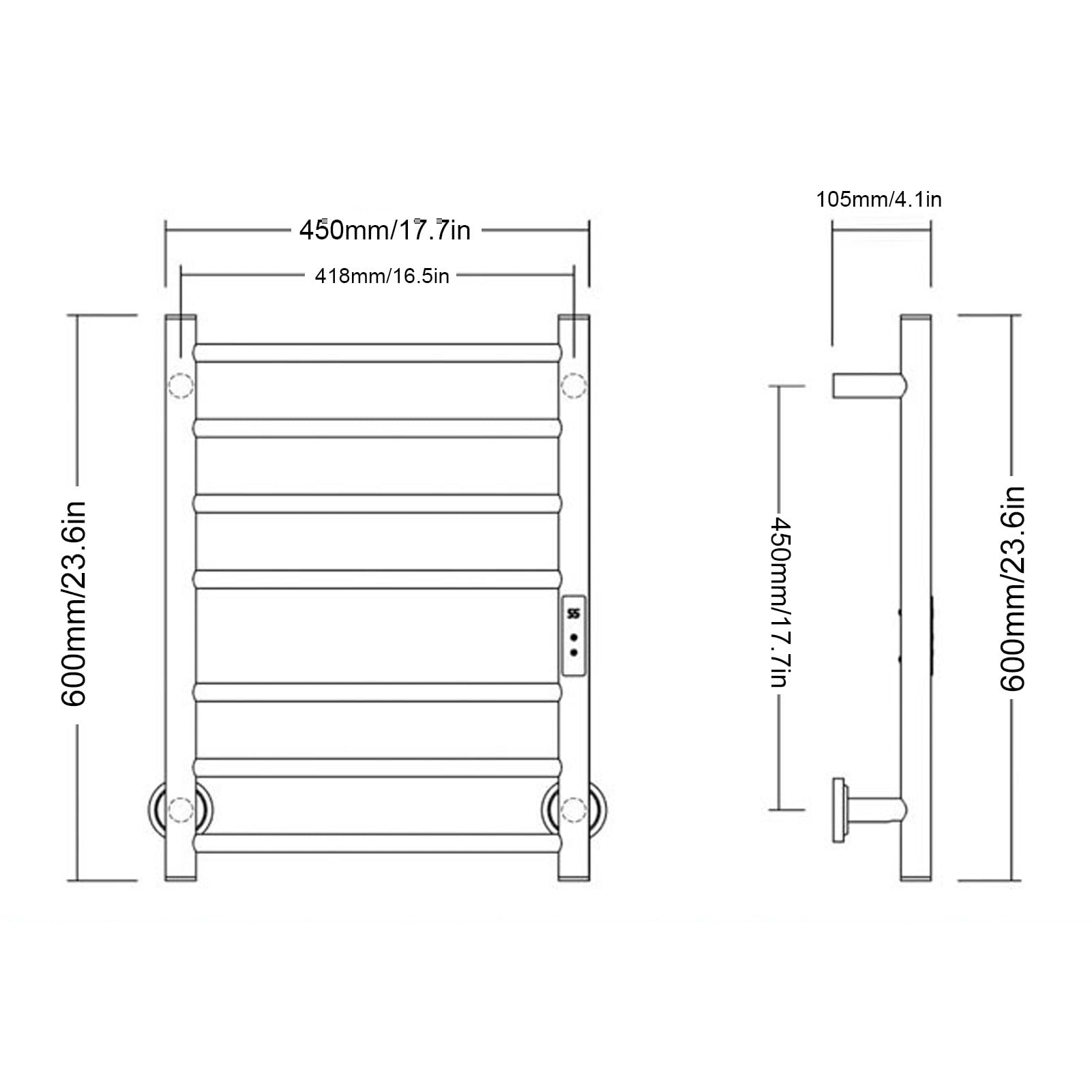 Heiße Handtuchstange, 10 Edelstahlstangen Trockenstange, Digitaldisplay -Controller mit Intelligenter App, Timer, Wandmontierte, Beheizte Handtuchwärmer für Badezimmer, (EU -Stecker 220 V)
