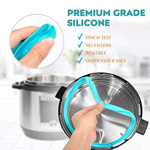 Silicone Sealing Rings - 3 Pack (Sky Blue, Cherry Red, Transparent White) for 8qt Appliances