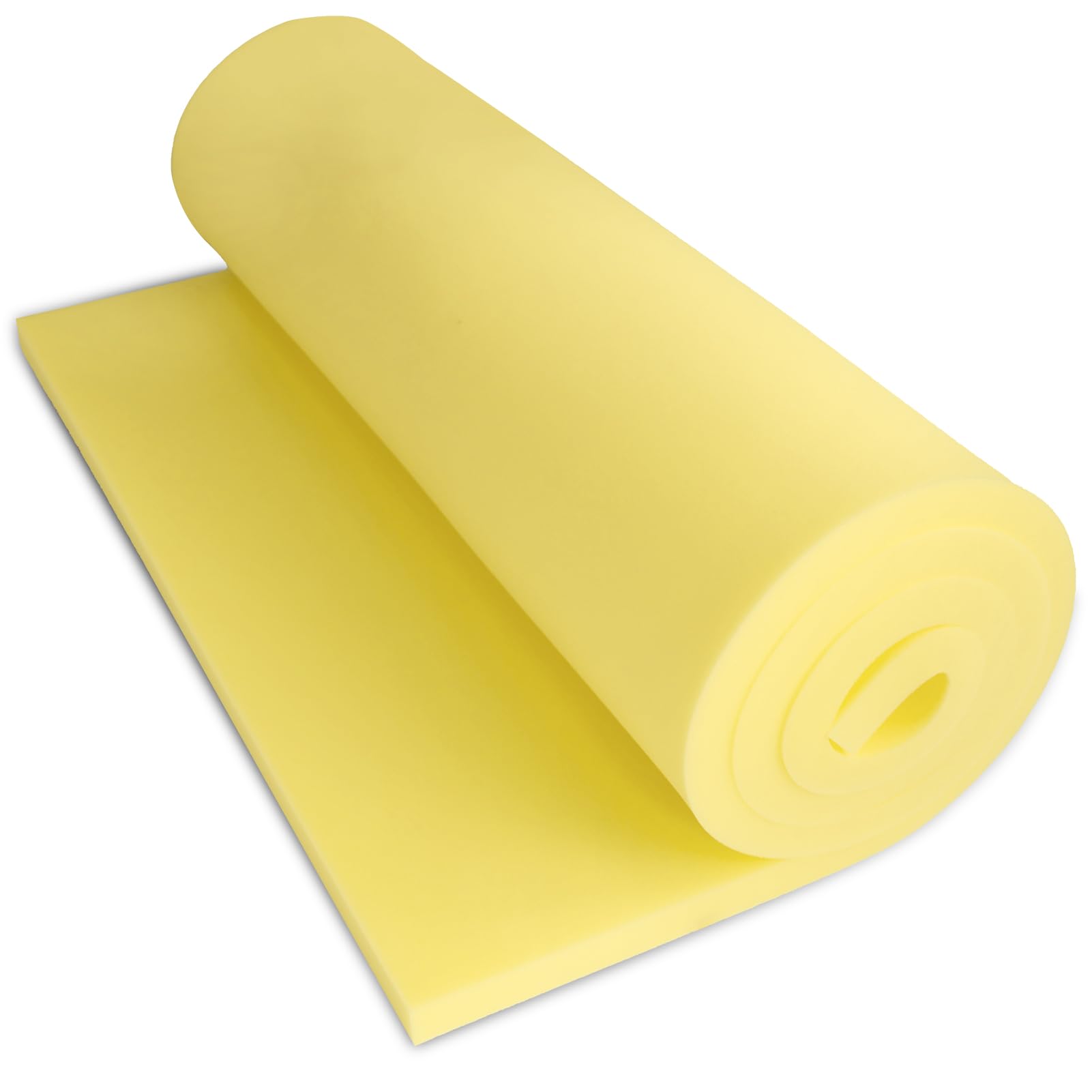 Yellow Foam Board, High-Density Upholstery Foam for Couch Cushion Replacement, Foam Padding for Cushions, Furniture, and DIY Projects, Durable Foam