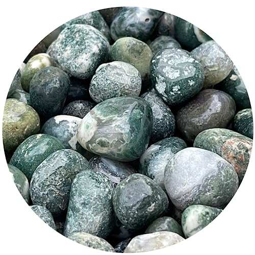 Image of 1 /2 LB Moss Agate Tumbled Stones, Polished Natural Moss Agate Gemstone, Moss Agate Healing Crystals (Moss Agate)