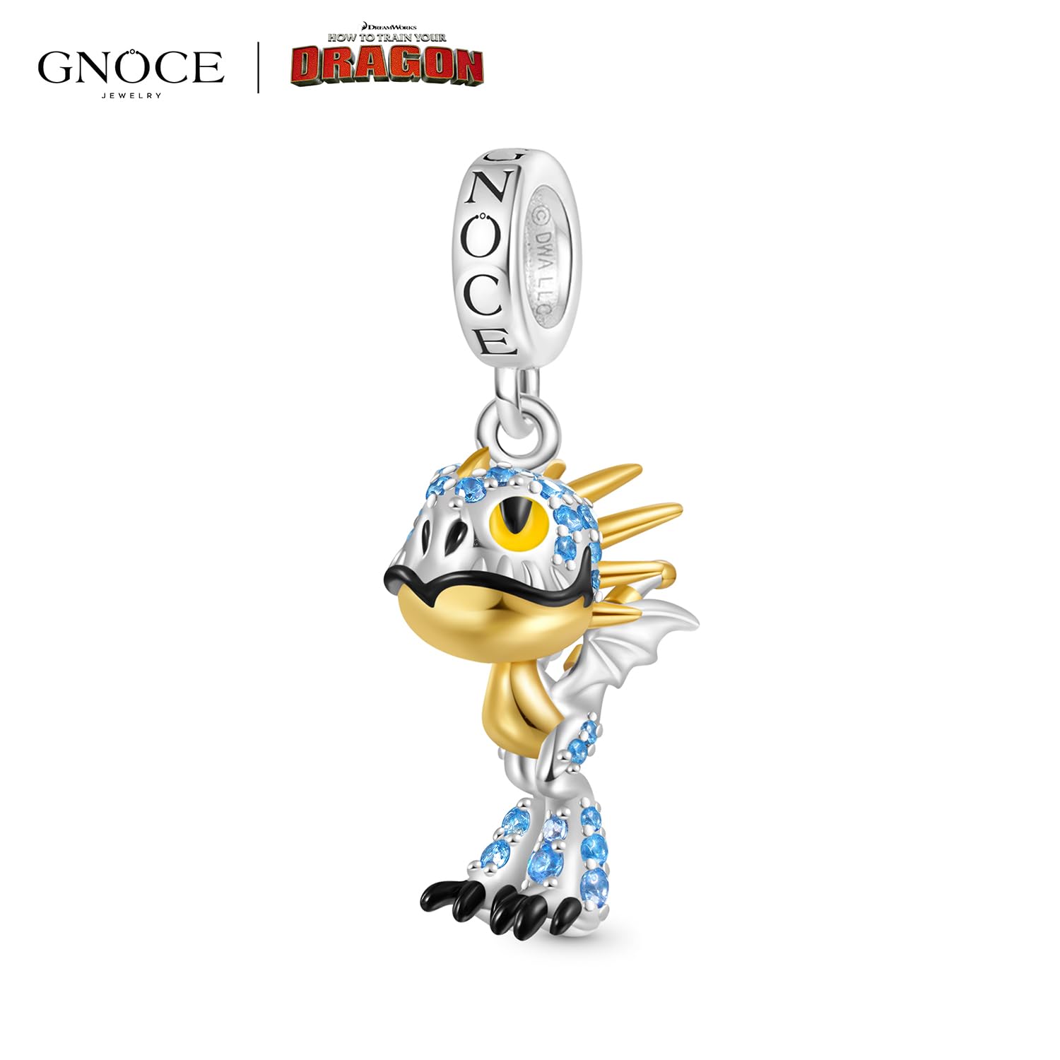 GNOCE How to Train Your Dragon Charm Anhänger Tödlicher Nadder Drache Anhänger S925 Sterling Silber Charm Perlen für Armband Halskette Schmuck Geschenk für Fans