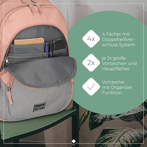 Travelite Handgepäck Rucksack, Laptop Rucksack 15,6 Zoll, BASICS, Daypack, Tagesrucksack mit vielen Fächern, 45 cm, 22 Liter