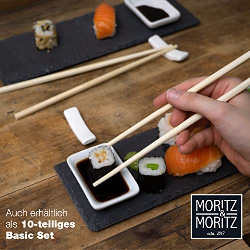 Moritz & Moritz 22dílná sada nádobí na sushi pro 4 osoby – servírovací sada sushi se 4 x podnosy na sushi, 1 x servírovací podnos na sushi dip, 4 x misky na sushi dip, 8 x tyčinky atd.