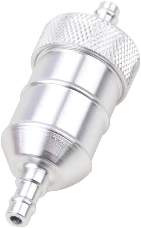 GOOFIT Aluminum Fuel Gas Filter for Mini Pocket Bike Motorcycle ATV Silver