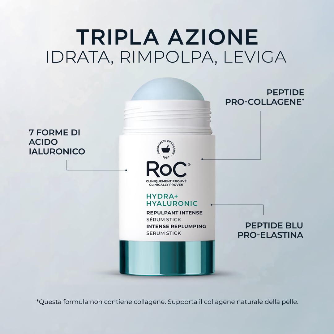 RoC Hydra+ Hyaluronic Siero Idratante Stick | Peptidi & Acido Ialuronico/Cura della pelle per il viso | 30 g