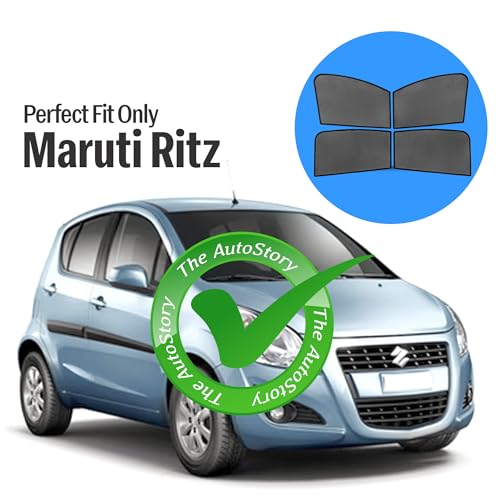 Image of AutoStory Custom Fit Black Mesh Car Sunshade for Maruti Ritz | UV & Heat Protection Car Window Curtains | Privacy Car Sun Shade | Breathable Vehicle Specific Side Window Shades