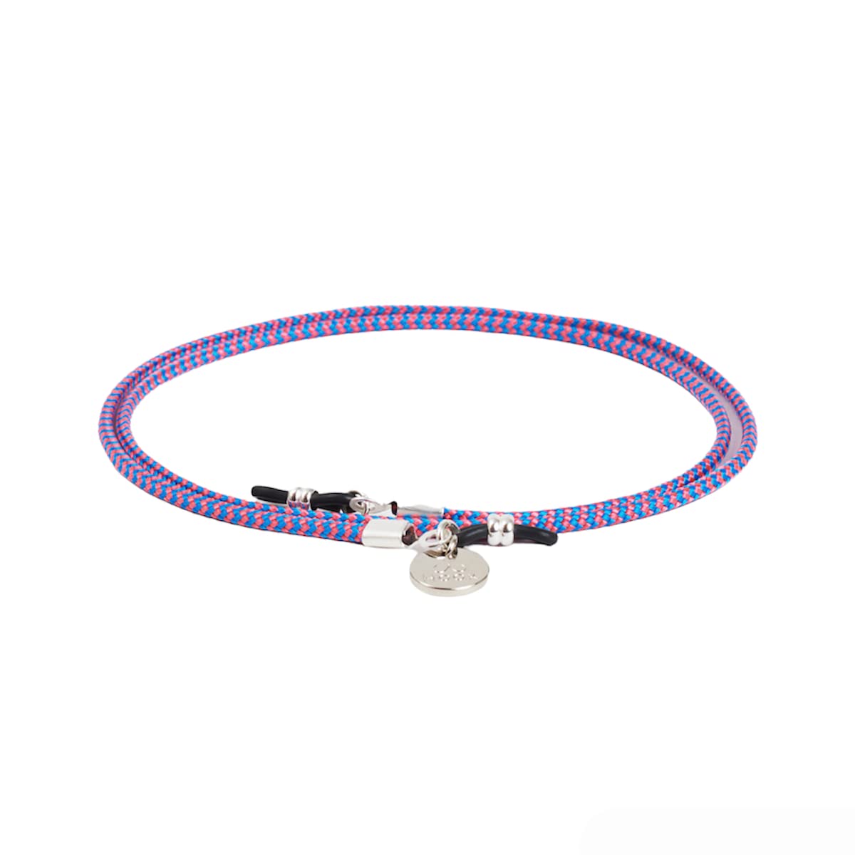 HOOK Cordón Cuelga Gafas Para Hombre o Mujer - Cordón Para Gafas de Sol o De Ver - Cordón Náutico Rosa y Azul - 60 cm largo 3 mm ancho - Gomas Universales - Macarella