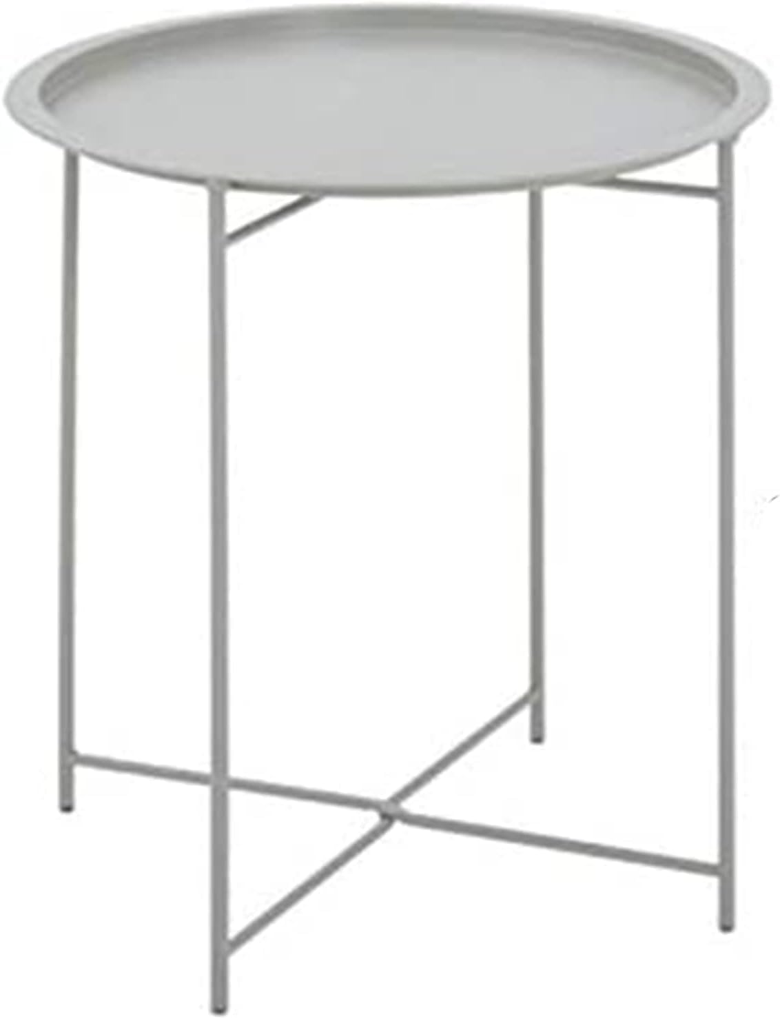 AAMEN Metal Round Tray Table For Indoor【|】 Coffee 【|】 Snack With Removable Tray Anti-Rust and Waterproof Outdoor Home Decor_ (White) — image 1