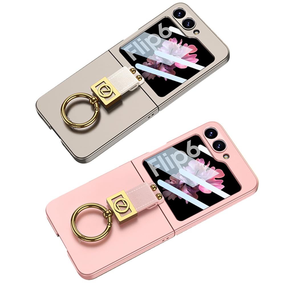 Coque de téléphone Fashion Letter pour Samsung Z Flip 5 6 Coque pour Galaxy Z Flip5 Flip6 Coque avec Anneau, Gris Titane, pour Samsung Z Flip5