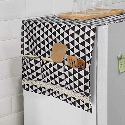 Image of HOKIPO Fridge Cover Top with Pockets, 130 x 55 cm, Black