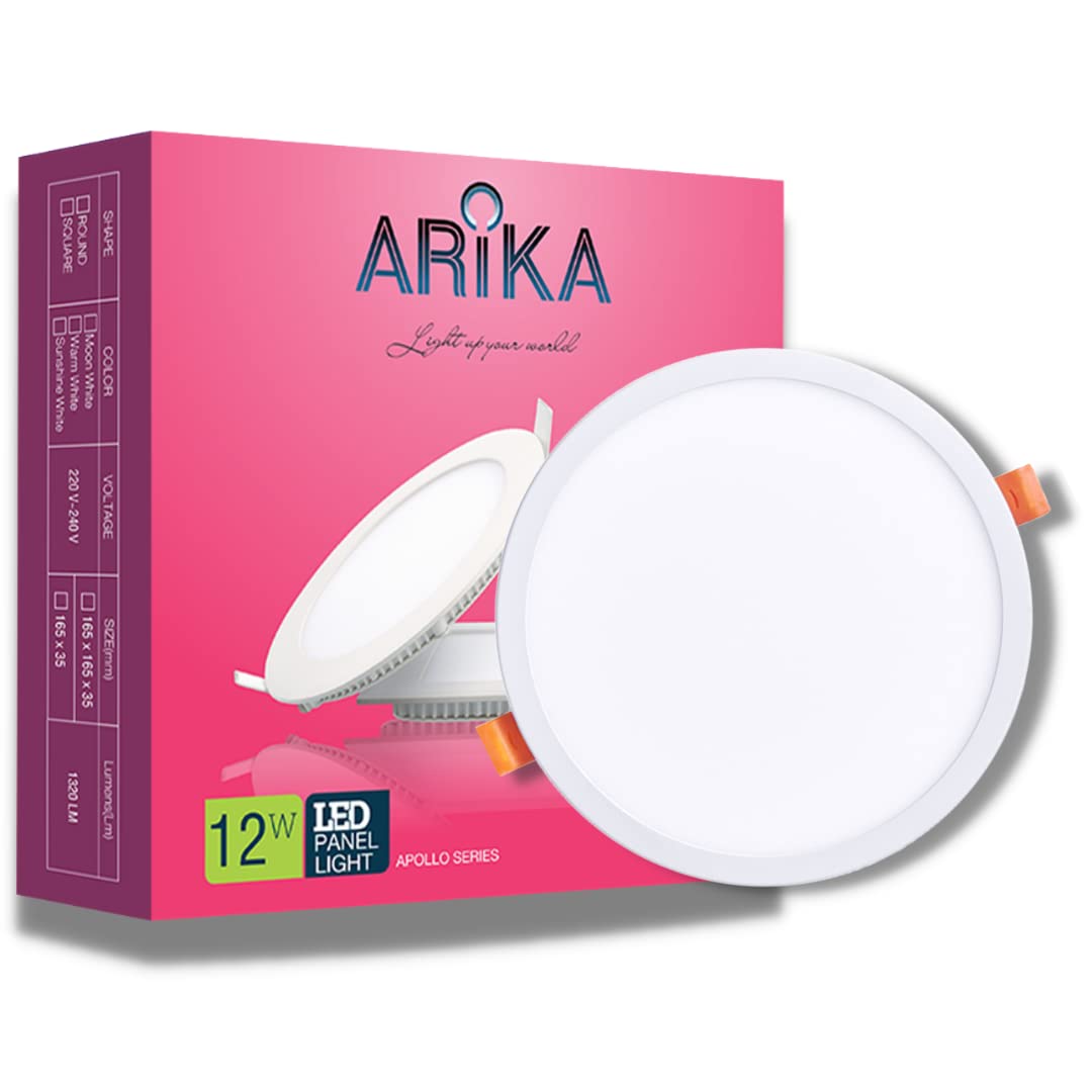 Arika 12W Round UltraGlow LED DL Recessed 6500K LED Panel Ceiling Light (Pack of 5, Cool White Light) - White