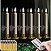 6PACK Flameless Windows Candles with Clips, Suction Cup,and Golden Candleholders. Battery Powered Ivory Taper Candles with Remote and Timer & Candlestick.Remote Included.Christmas decor candles