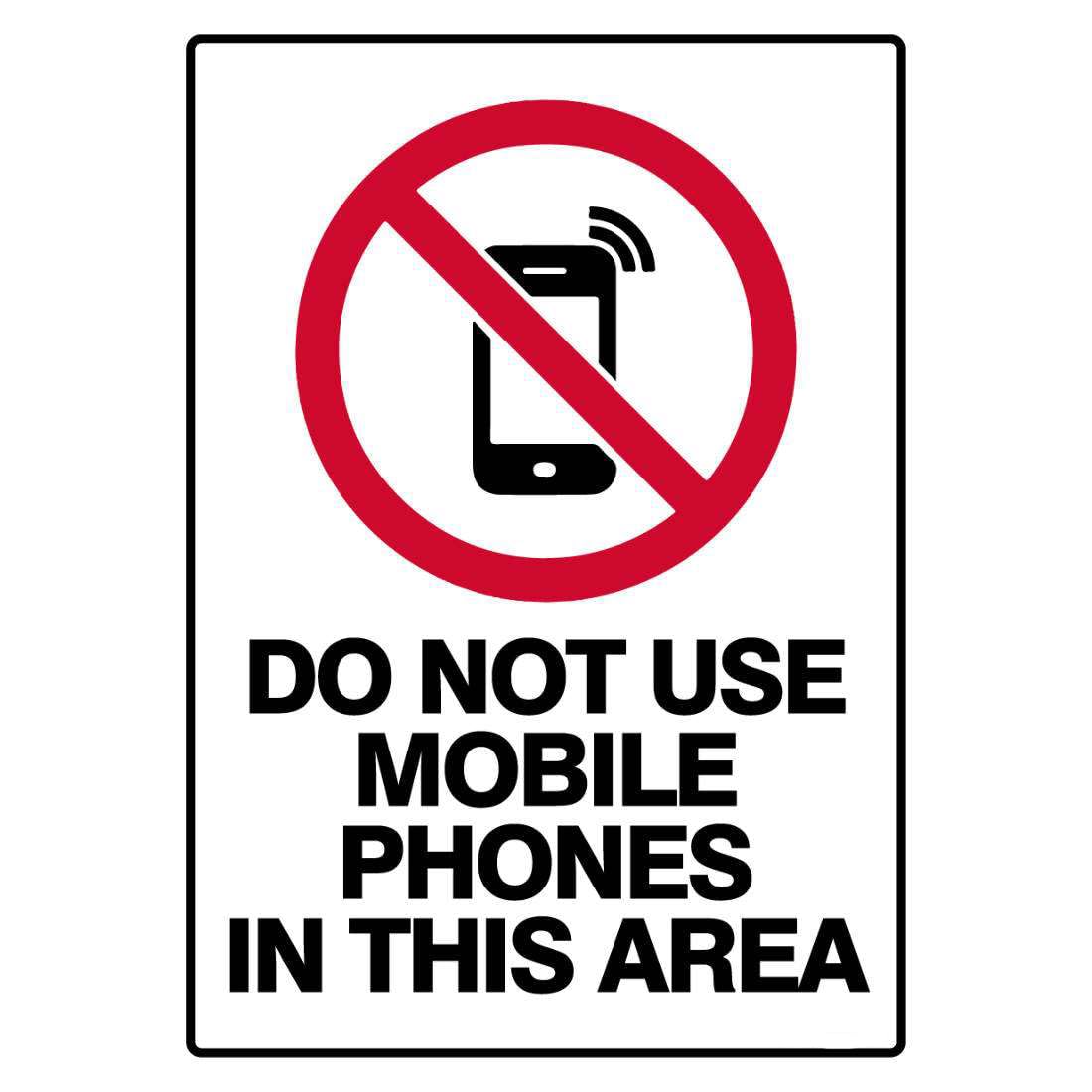 Prohibition Safety Sign - Do Not Use Mobile Phones In This Area Metal Tin Sign 8 x 12 inch for Industrial & Commercial