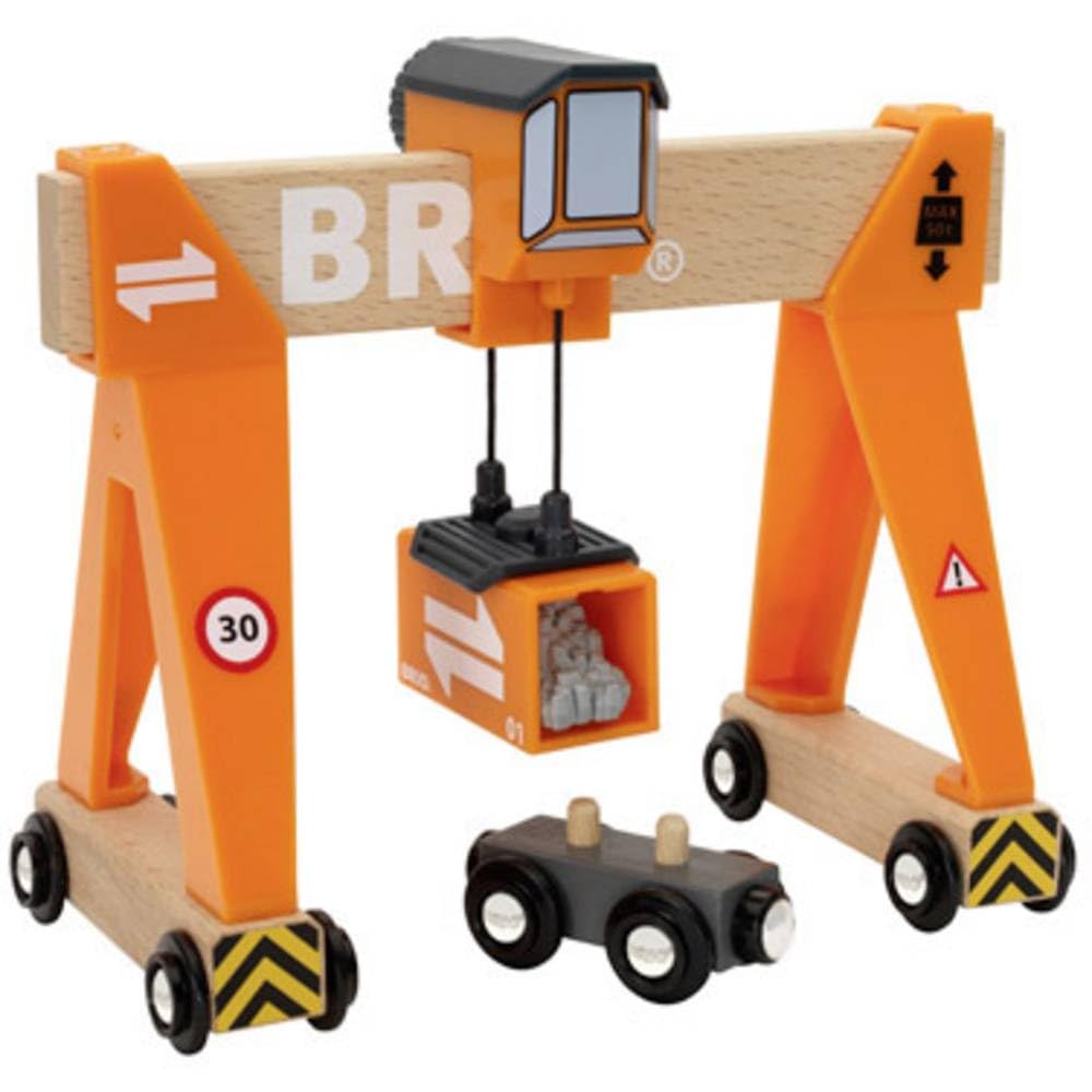 brory玩具店 ④ BRIO World - 33732 Gantry Crane | 4 Piece Gantry Crane Toy for