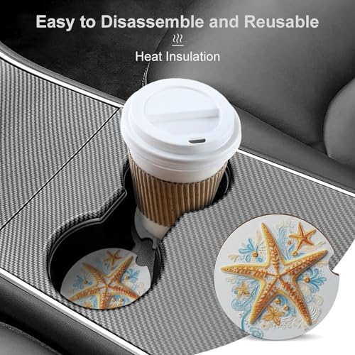 Portavasos para auto con diseño de estrella de mar, 2 unidades miniatura 4