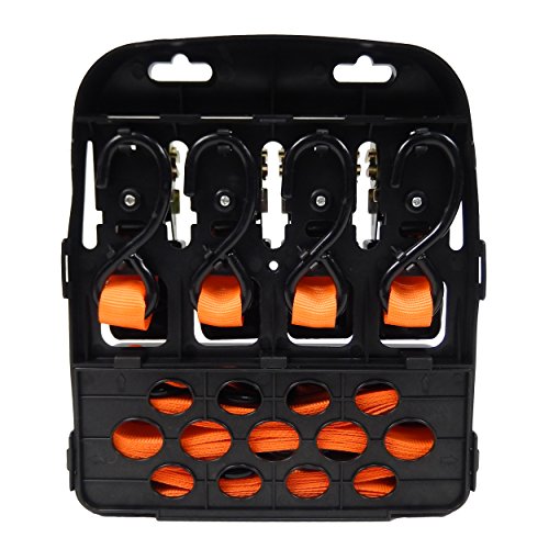 Mann Ratchet Tie Downs Straps with S-Hooks 4-Pack Set 1-Inch x 15-Feet 500 Lbs Load Cap - 1500 Lb Break Strength - Thumbnail 4