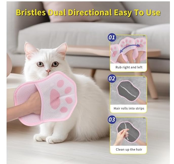 Pet Hair Removal Glove for Cats& Dogs Enlarge Reusable Electrostatic Pet Hair Gloves, Pet Hair Remover Tool for Couch, Clothing,Carpet, Car Seat (Pink)-M1BECNbB