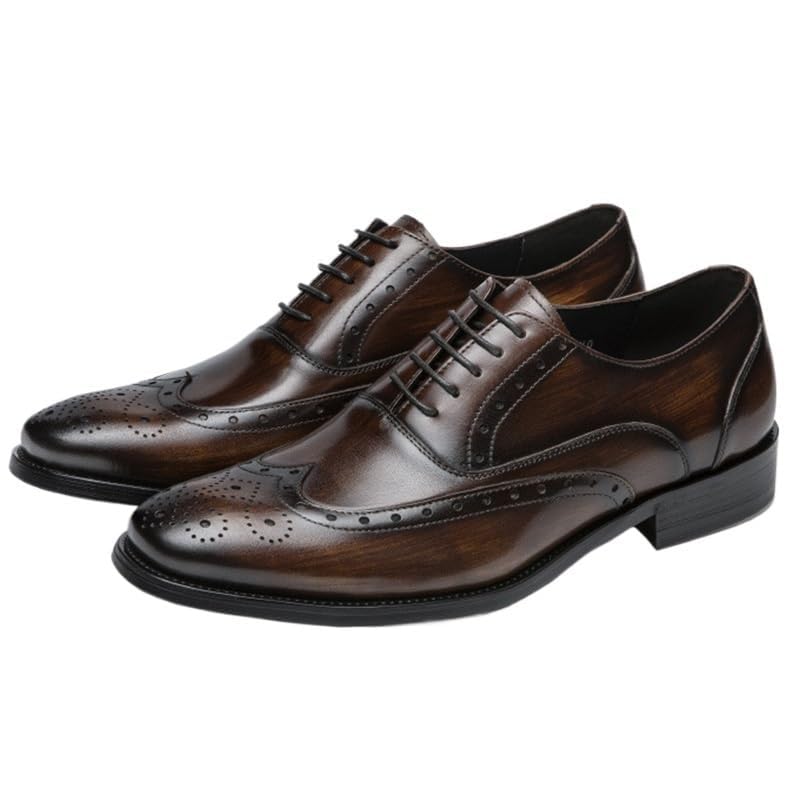 Men Oxfords Shoes Mens Fashion Classic Pointed Toe Lace Up Low Top Leather Dress Brogue Tuxedo Shoes Elegant
