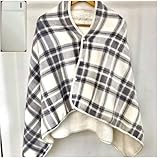 Gkstly USB Heizdecke tragbar kariert,10000mAh Akku, Übergröße als Schal nutzbar 3 Heizstufen, tragbare Wärmedecke mit Knopfverschluss, Kabelloser Wickelponcho, Ideal für Frauen und Büro