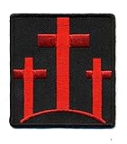 Zum Aufbügeln oder Aufnähen Aufnäher mit drei Kreuzen, bestickt, rote Kreuze, zum Aufbügeln, Rot