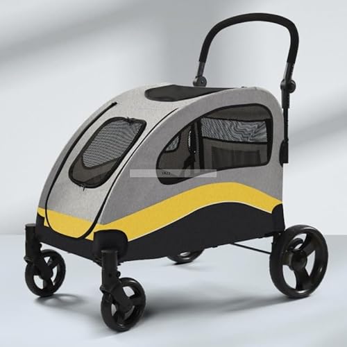YMZJペットキャリア 大型犬 ペットバギー 中型 大型 多機能 ペットトロリー ジャンプ防止 介護 移動式 中型犬 多頭飼い 多頭飼い 猫 犬 アウトドア 便利 犬用トロリー 折りたたみ式 60kg 耐荷重 4輪 犬用 お出かけギア ハンディキャップ ア