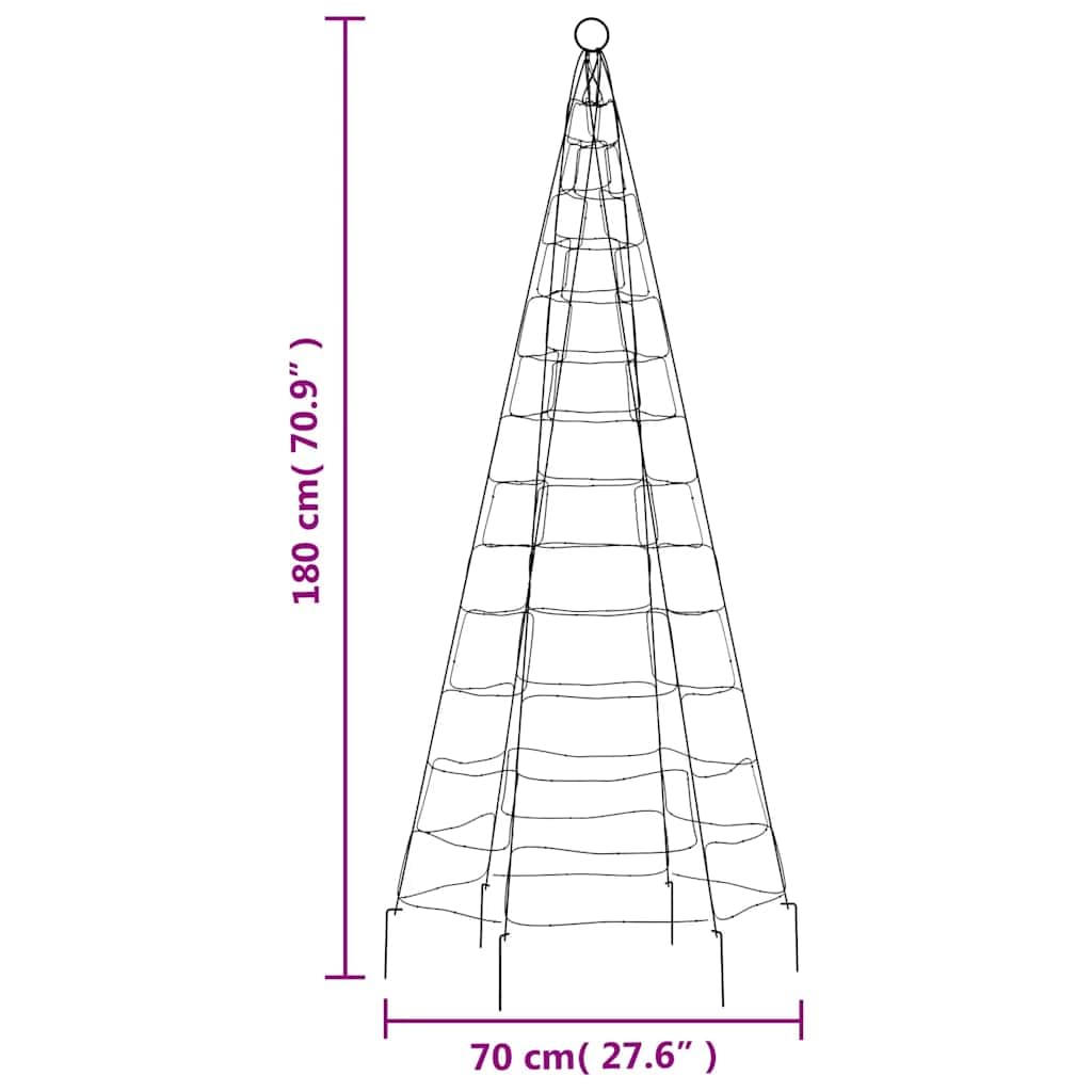 LED-Weihnachtsbaum 200 LEDs Warmweiß 180 cm Kupfer Eisen mit 8 Lichteffekten USB Stromversorgung für Fahnenmast Garten Balkon Terrasse Innen Außen Weihnachtsbeleuchtung