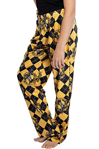 Harry Potter Big Girls Hogwarts Houses Crest Lounge Pants Pajamas (Hufflepuff, 18/20)