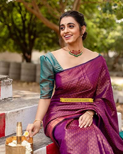 Image of Avantika Fashion Women's Classy Kanjivaram Soft Lichi Silk Banarasi Saree With Blouse Piece