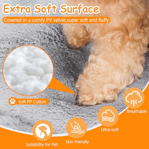BUKLUKE Hundebett Flauschig, 55 x 75 cm Hundebett Waschbare Hundematte, Hundekissen Flauschig mit rutschfeste Unterseite für Dog Cat Pets, Größe: M (Grau)