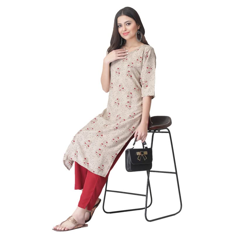 Image of Pinkmint Kurta for Women Different Digital Printed Crape Kurti Casual Wear Regular Fit Kurta