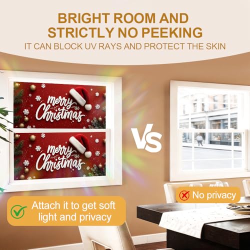 Image of Merry Christmas Typography Window Film 39.37x17.32in Static Cling