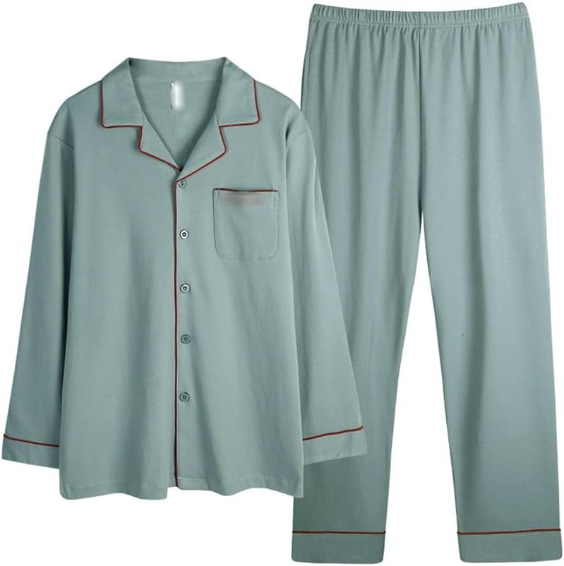 Pajamas Men's Spring and Autumn Cotton Long Sleeve Cardigan Loungewear Suit