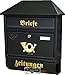 Produktbild BTV Massivstahl-Briefkasten, mit Rostschutz W groß in schwarz anthrazit dunkel Zeitungsfach Zeitungen Post antik Mailbox Schild