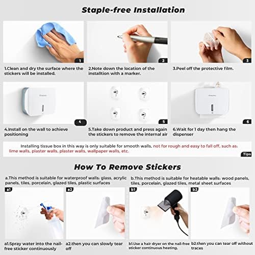 Wall-Mounted Hand Paper Towel Dispenser, Countertop Multifold Hand Towel Dispenser for Bathroom Office Kitchen (White)