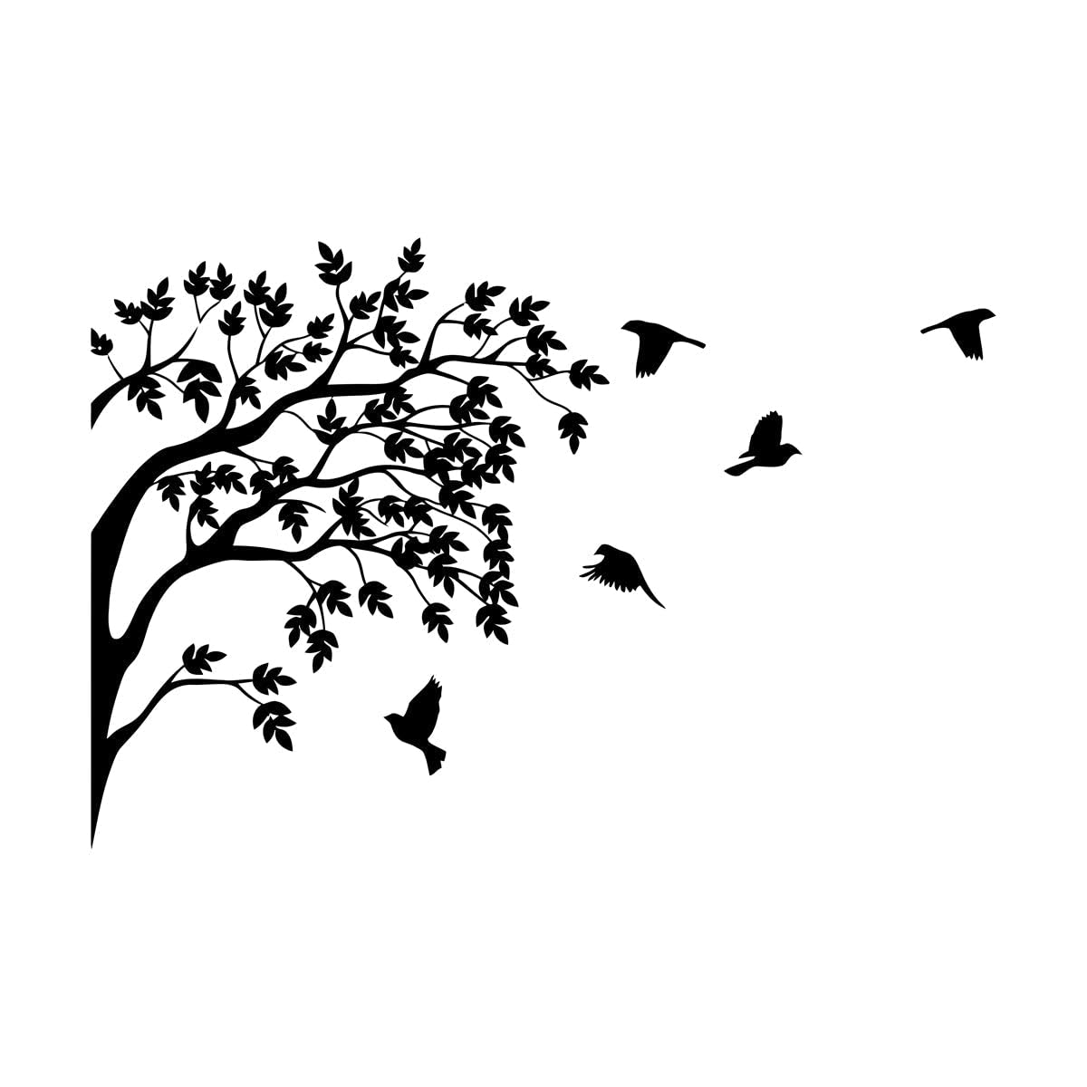 Lzhouting Wall Stickers 2067 Tree Wall Decals Birds Vinyl Wall Sticker Removable Wall Decals Stickers Living Room Decoration Home Decor Large - 67X100cm