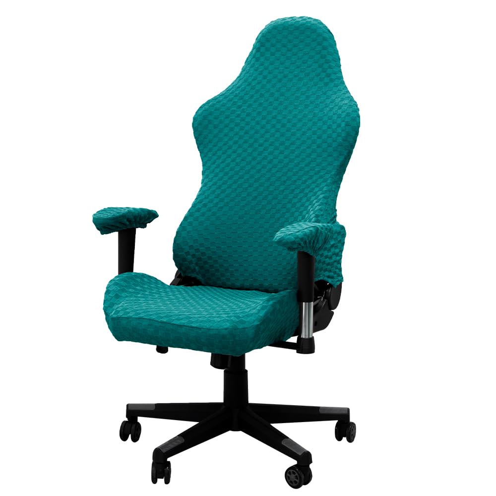 Lukery Funda para Silla Oficina Funda Silla Gaming con Reposabrazos, Funda Silla Escritorio Removible Lavable Universal para Oficina, Juegos, de Ordenador (Verde Oscuro)