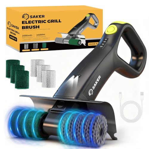 Saker brosse gril électrique sans soies 450 RPM LED 3 têtes interchangeables