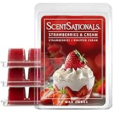 Scentsationals Wax Melts, Wax Cubes Strong Scent - Strawberries & Cream - Long Lasting Scented Melts for Warmer, 10oz (24-Cubes)